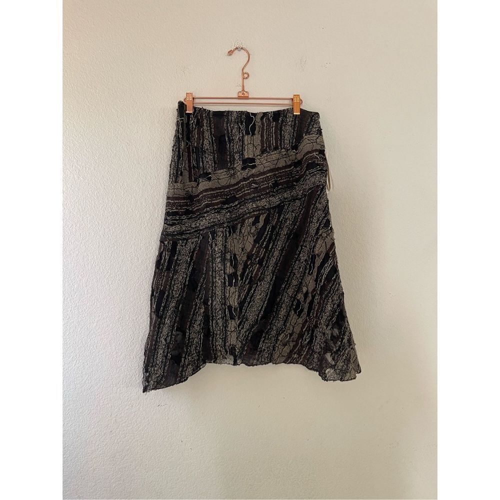 NWT‎ Angel Iglesias linen distressed knee length skirt size 44